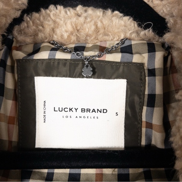 NWT Lucky Brand Quilted Faux Shearling Puffer Coat Jacket - Picture 9 of 14